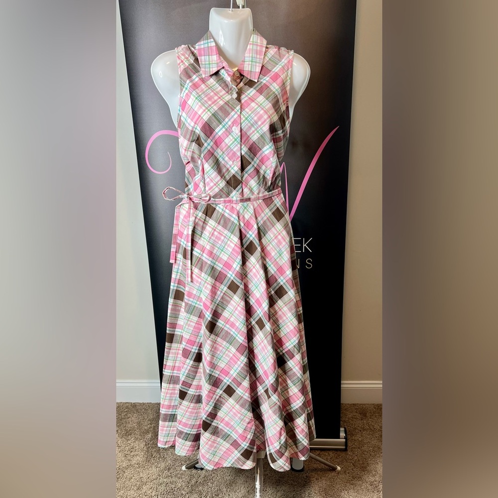 Duck Head Plaid Sleeveless Dress with Belt